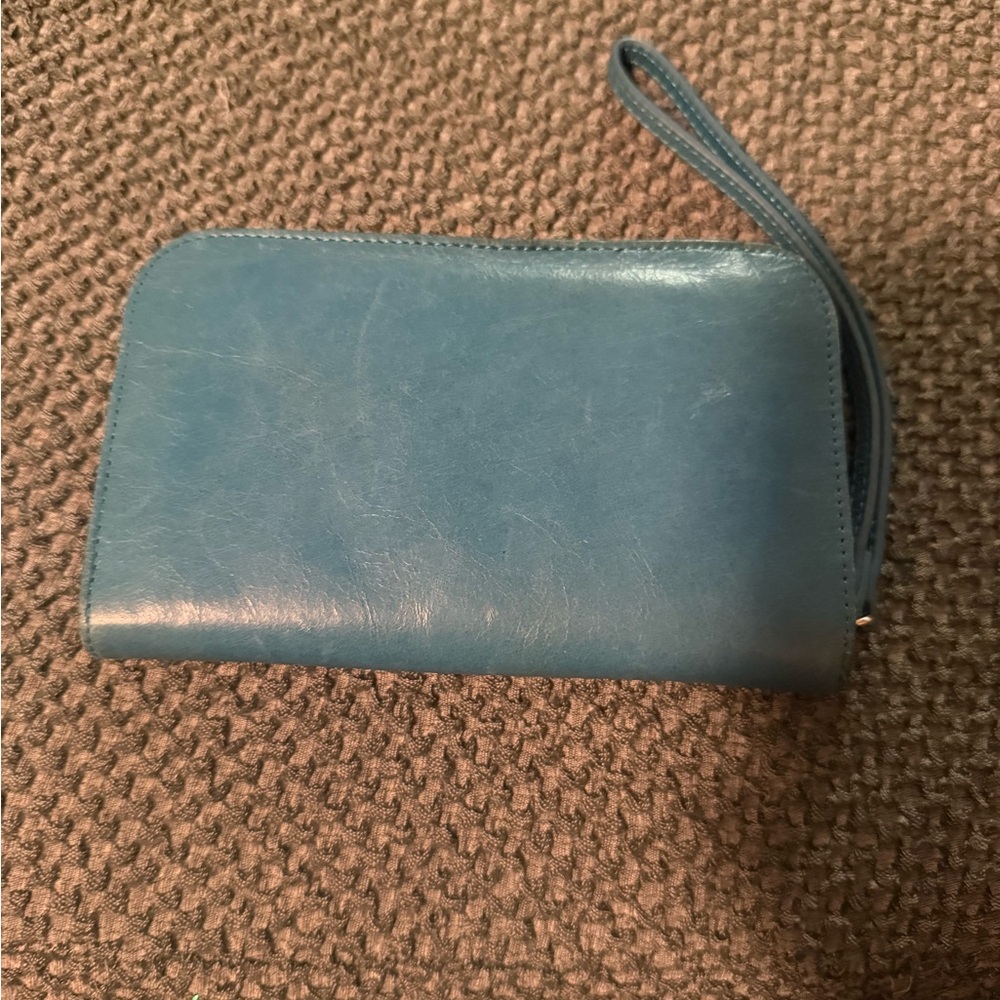 HOBO Blue Leather Wristlet